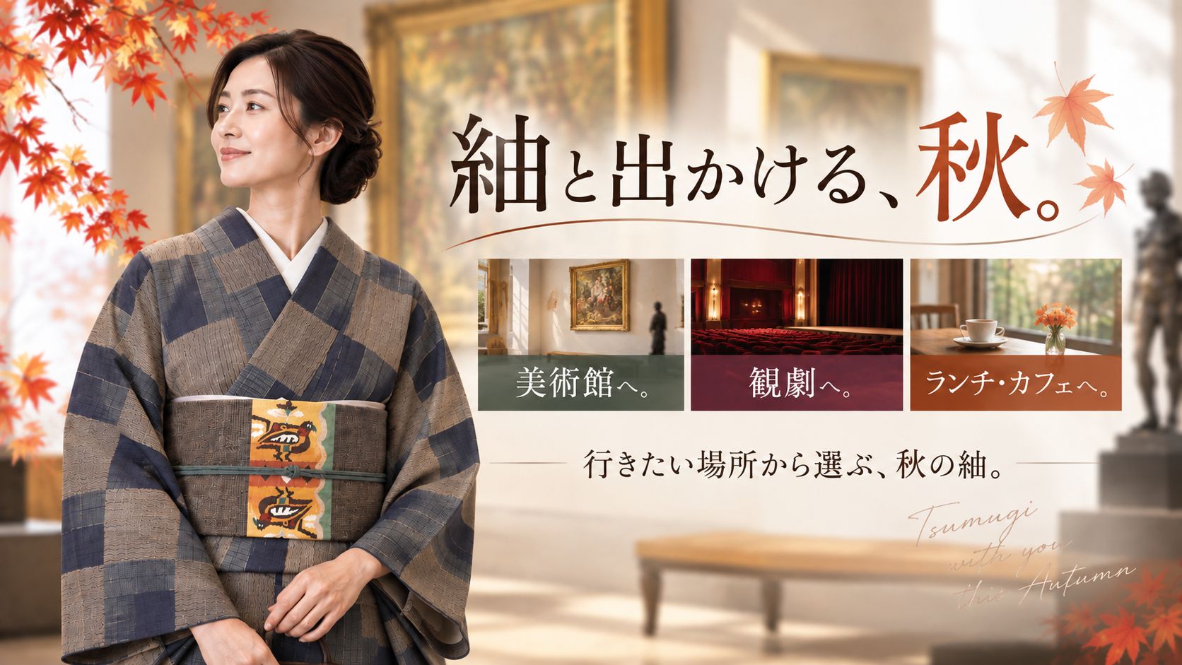 紬と出かける、秋。｜美術館・観劇・ランチに着たい秋の紬